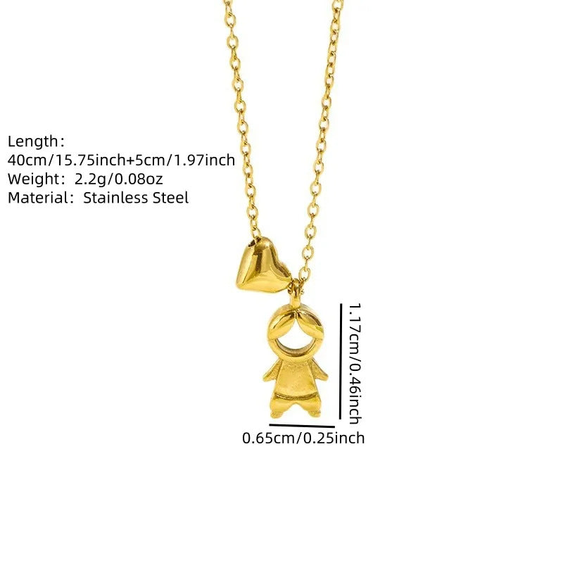Girl Stainless Steel Heart Girl Necklace