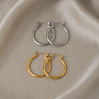 Gold Stainless Steel Round Earrings