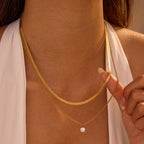 1 Double Necklace Stainless Steel Diamond Snake Bone Double Necklace