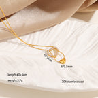 Gold Stainless Steel Full Diamond Heart-shaped Delicate Clavicle Chain Vintage Heart Necklace