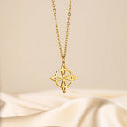 Gold Stainless Steel Openwork Witch Knot Necklace