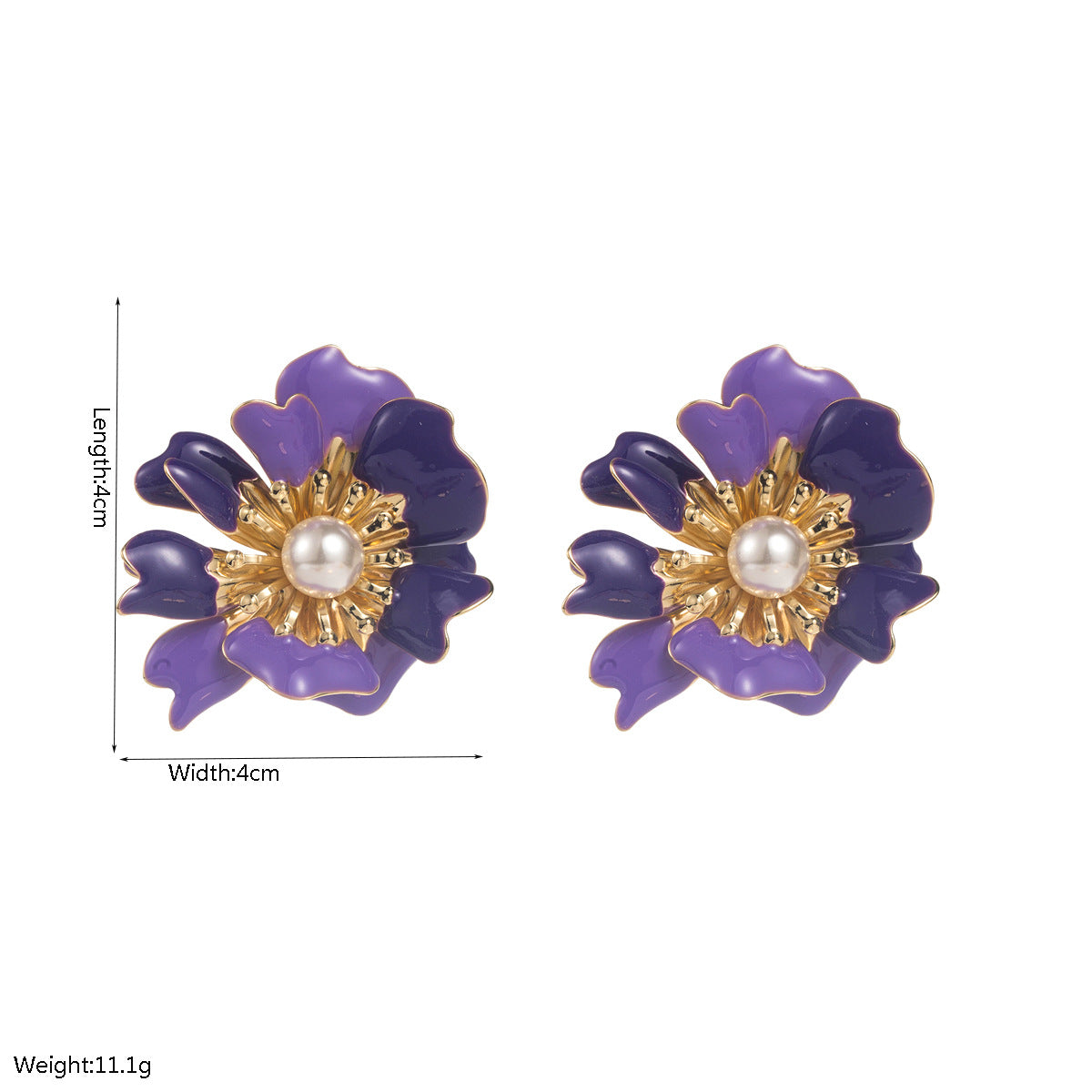 White Alloy Pearl-inlaid 3d Flower Earrings