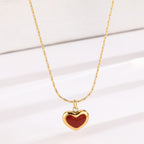 Fashion Heart White Shell Necklace Titanium Steel Heart Necklace