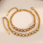 White Stainless Steel Heart Diamond Bracelet