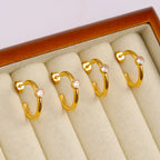 Gold Stainless Steel Diamond C-shaped Earrings