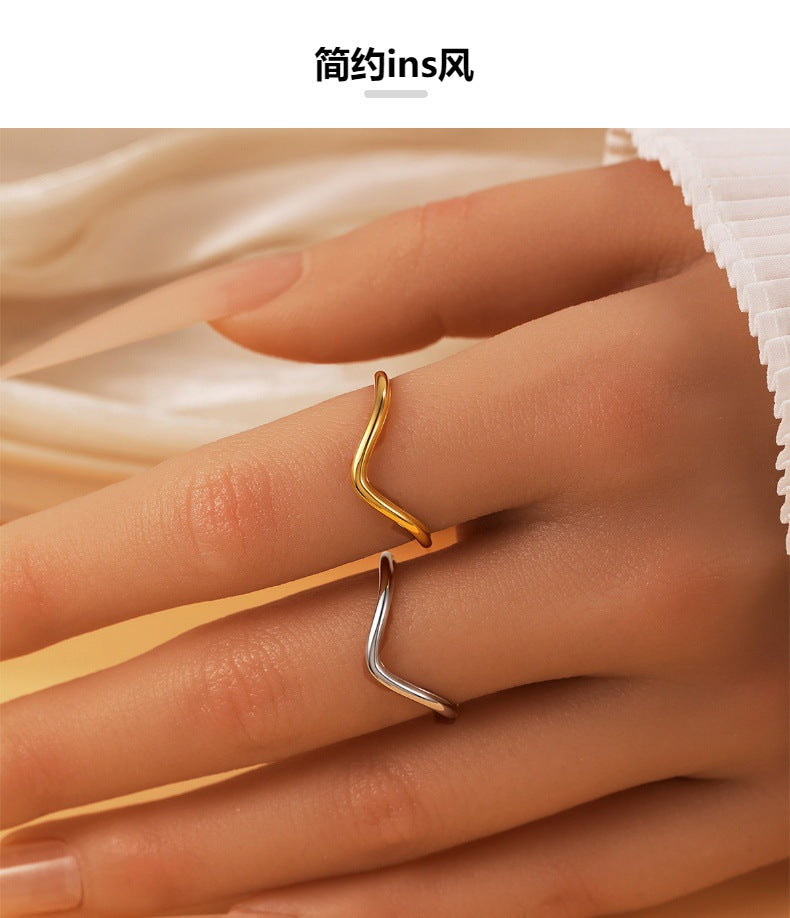 Silver Stainless Steel Irregular Ring