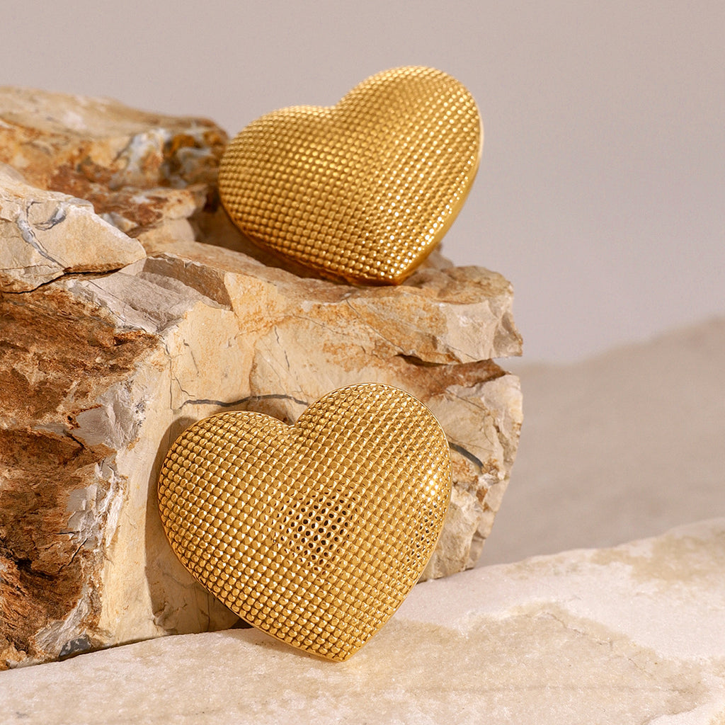 Gold Stainless Steel Heart Earrings