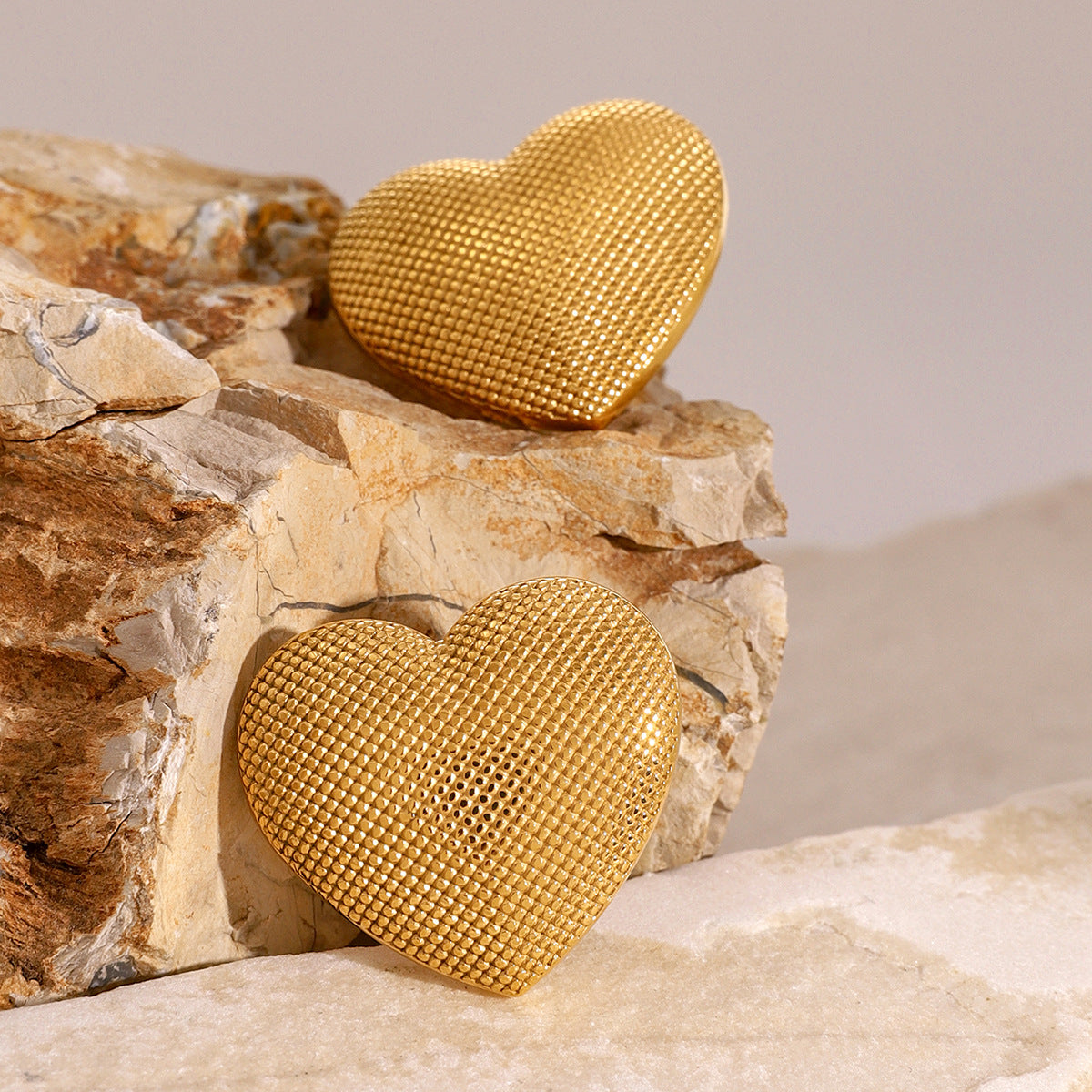 Gold Stainless Steel Heart Earrings