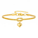 Gold European Stainless Steel Heart Pendant Love Knot Round Snake Chain Bracelet For Men Women