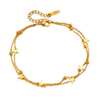 Gold Stainless Steel Double-layer Star Anklet