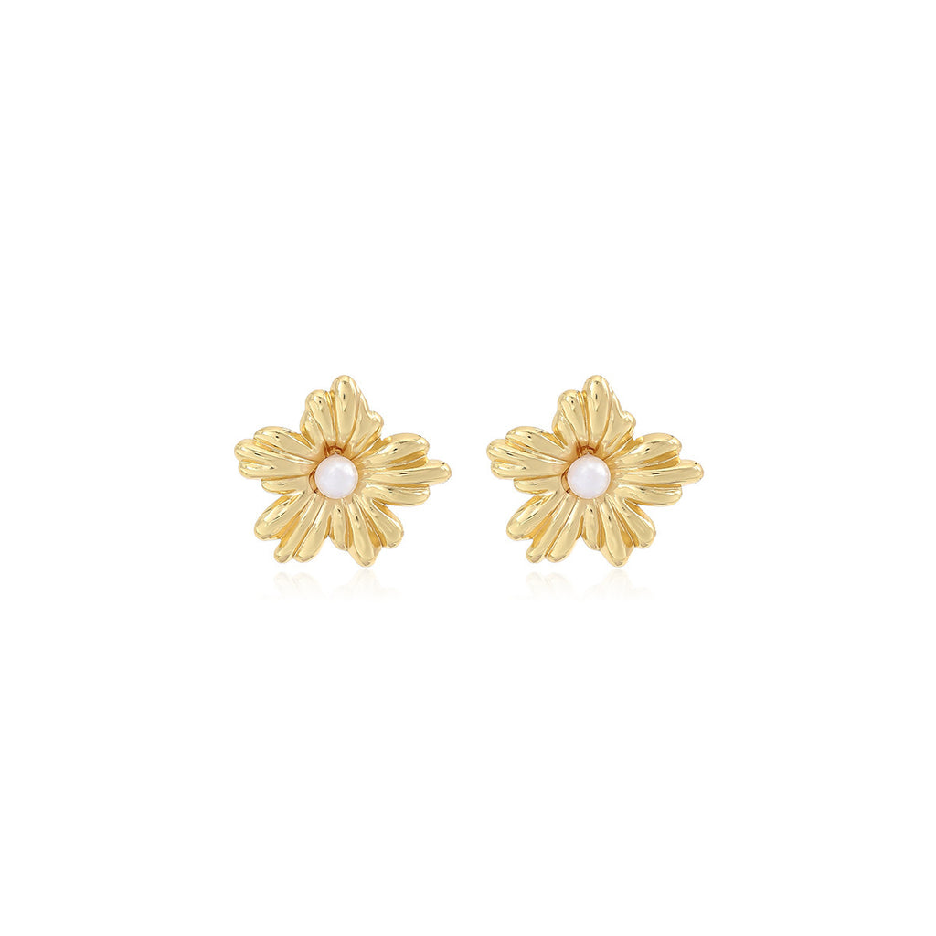 Earring #9 Bowknot Texture Pearl Metal Style Studs