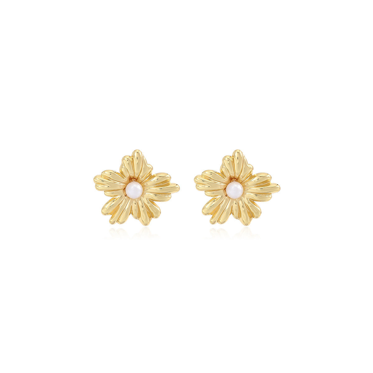 Earring #9 Bowknot Texture Pearl Metal Style Studs
