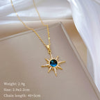 Gold 74 Titanium Steel Diamond Pearl Geometric Necklace