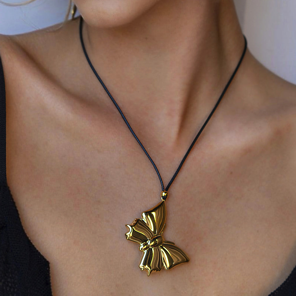 Gold Stainless Steel Butterfly Necklace