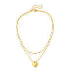 Silver Stainless Steel Heart Double Layer Necklace