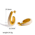 Gold Titanium Steel Stainless Steel Resin Curved C Shaped Earrings