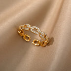 Ring 1# Stainless Steel Round Ring With Diamonds