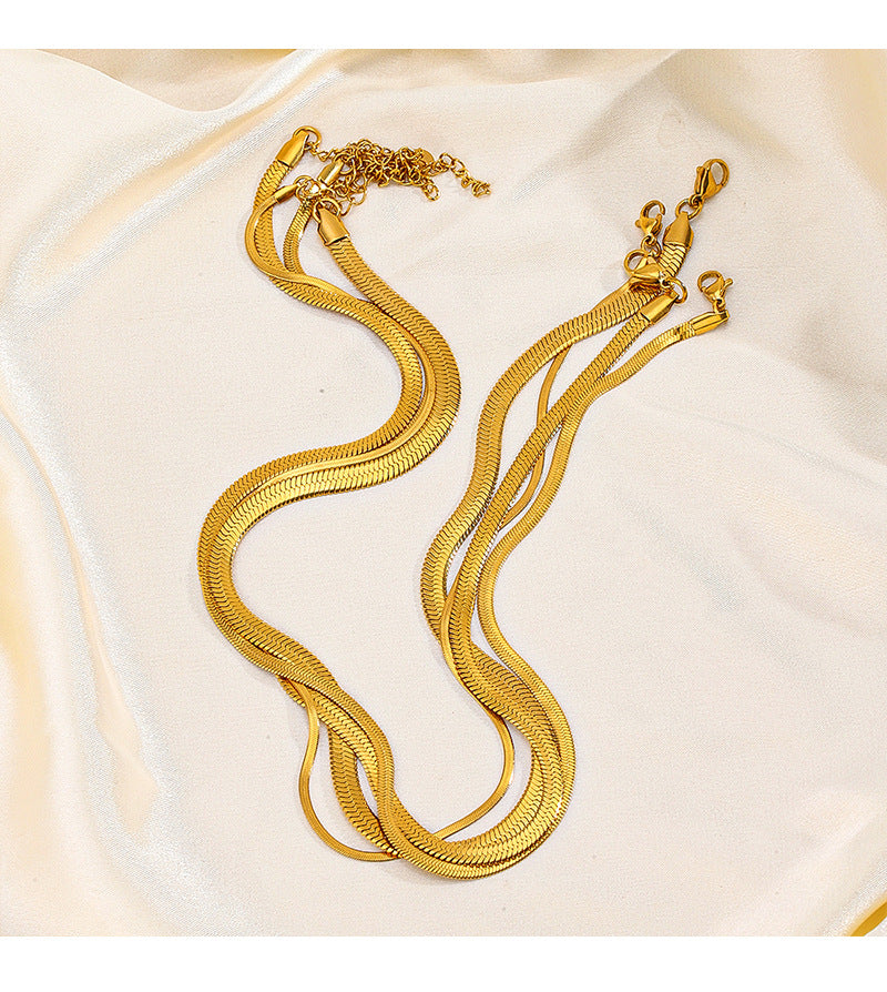 Steel 40+5cm-5mm Stainless Steel Snake Bone Chain Necklace