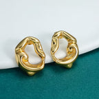 Gold Twisted Hoop Earrings Stainless Steel Irregular Geometric 18k Gold Plated Earrings