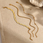 Gold Stainless Steel Double Wrap Snake Bone Chain Bracelet