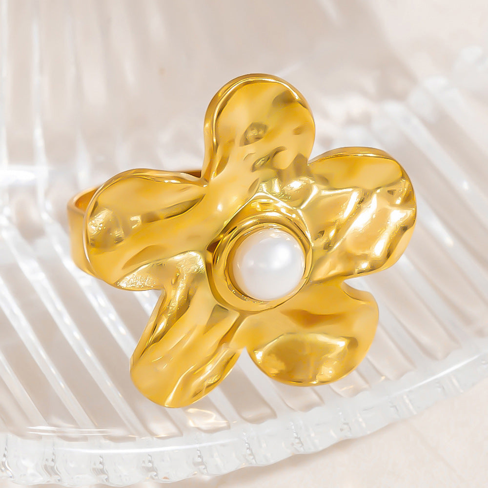 Ring1# Stainless Steel Flower Ring