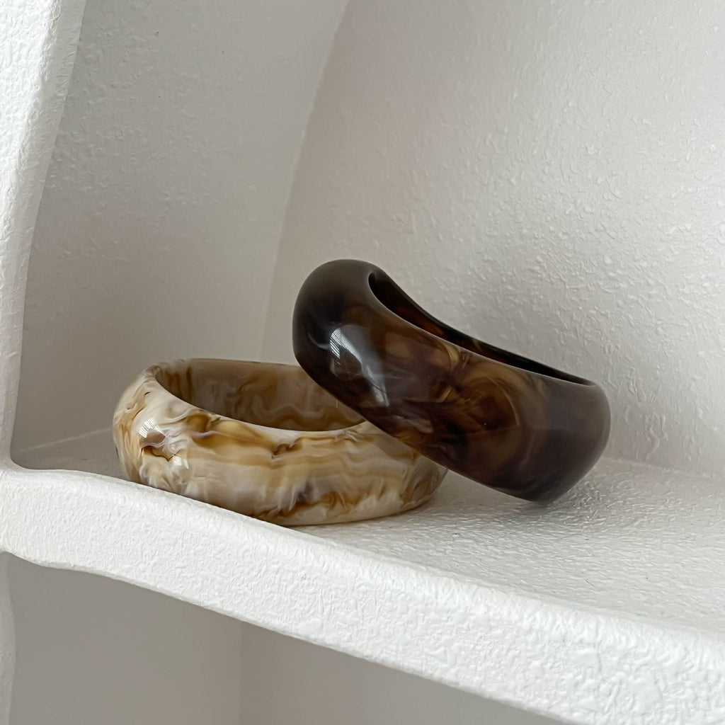 Dark Brown Brushed Irregular Resin Bracelet