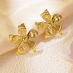 Gold 2 Stainless Steel Flower Earrings