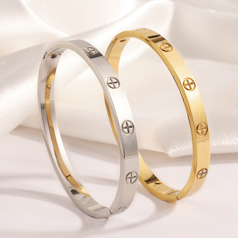 Rose Gold Cross Bracelet Titanium Steel Cross Bracelet