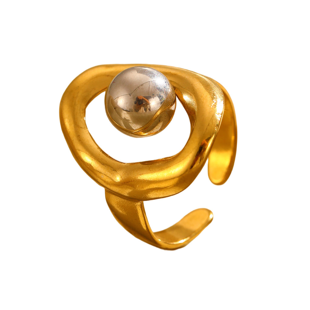 Ring 3# Stainless Steel Colorblock Bead Open Ring