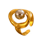 Ring 3# Stainless Steel Colorblock Bead Open Ring