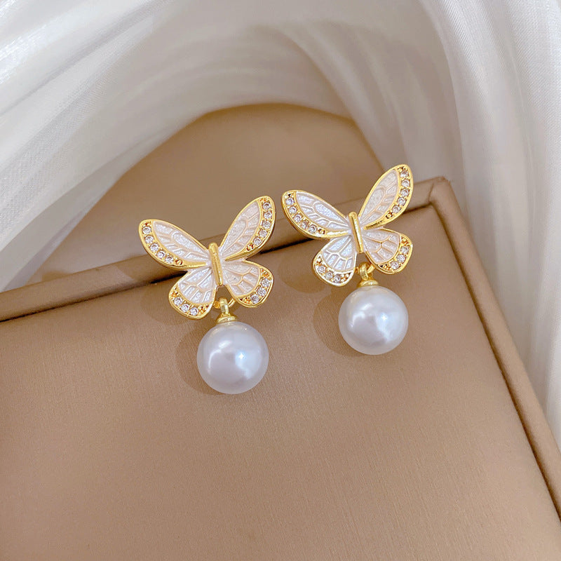 Necklace Stainless Steel Pearl Butterfly Necklace