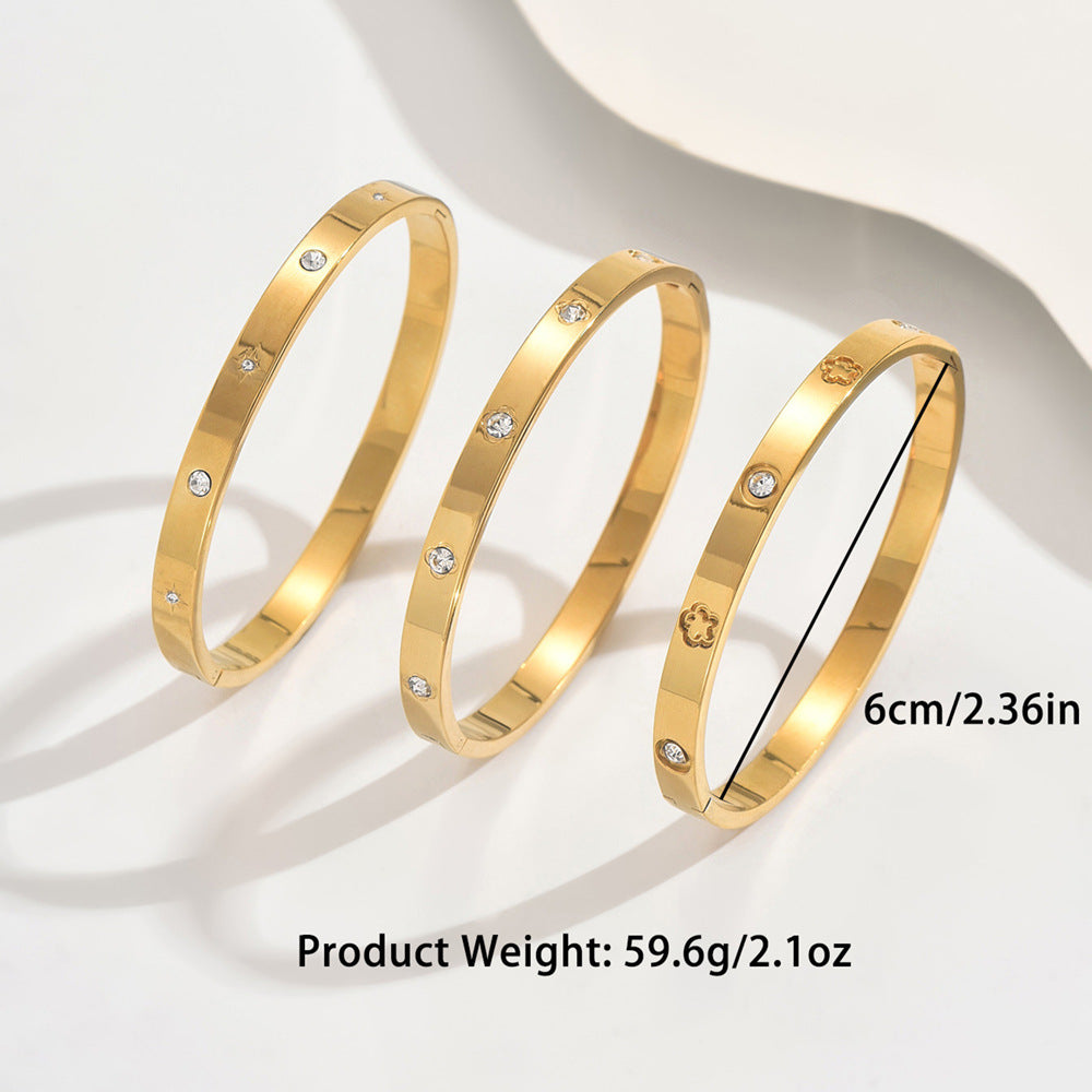 Bracelet 90# Stainless Steel Diamond Heart Bracelet