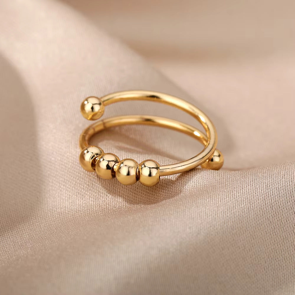 Ring 4# Stainless Steel Beaded Ring