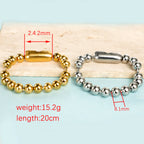 Steel Color Stainless Steel 8mm Bead Chain Hip Hop Bracelet