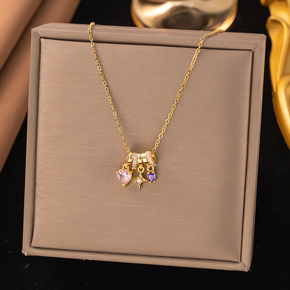 Violet Four-leaf Clover Necklace 2025 Sparkling Zircon Luxury Choker Necklace