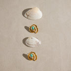 Gold 1 18k Gold Amazonite Titanium Steel Stud Earrings Vacation Style