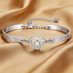 Gold Stainless Steel Diamond-encrusted Heart Bracelet
