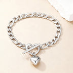 Silver Stainless Steel Heart Bracelet