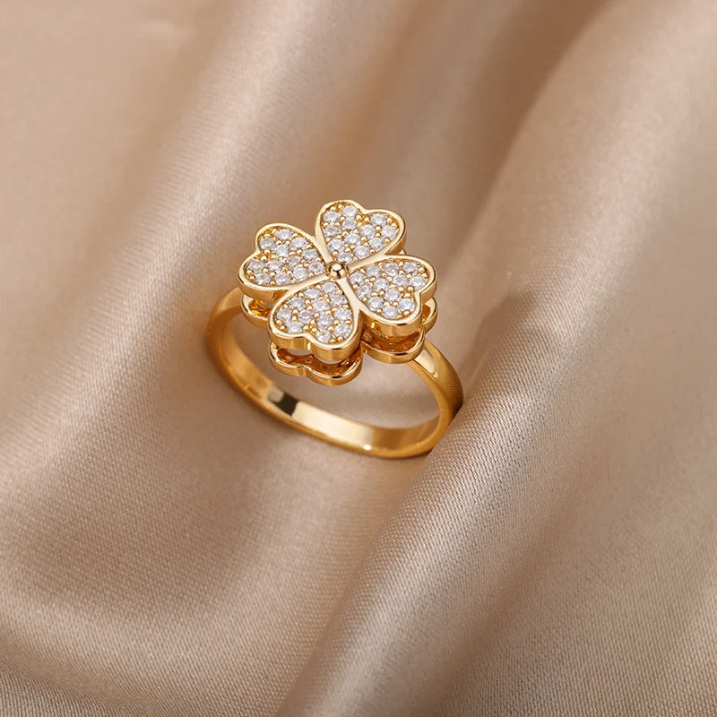Ring 4# Stainless Steel Irregular Diamond Ring