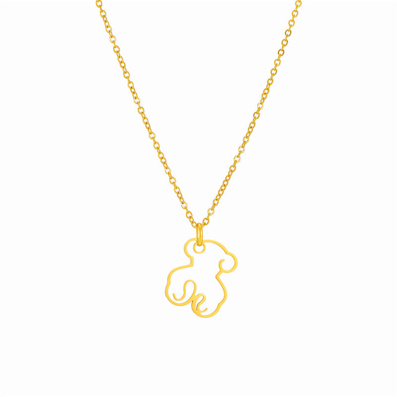 Fashion Steel Color Suit Stainless Steel Hollow Bear Necklace Earring Set