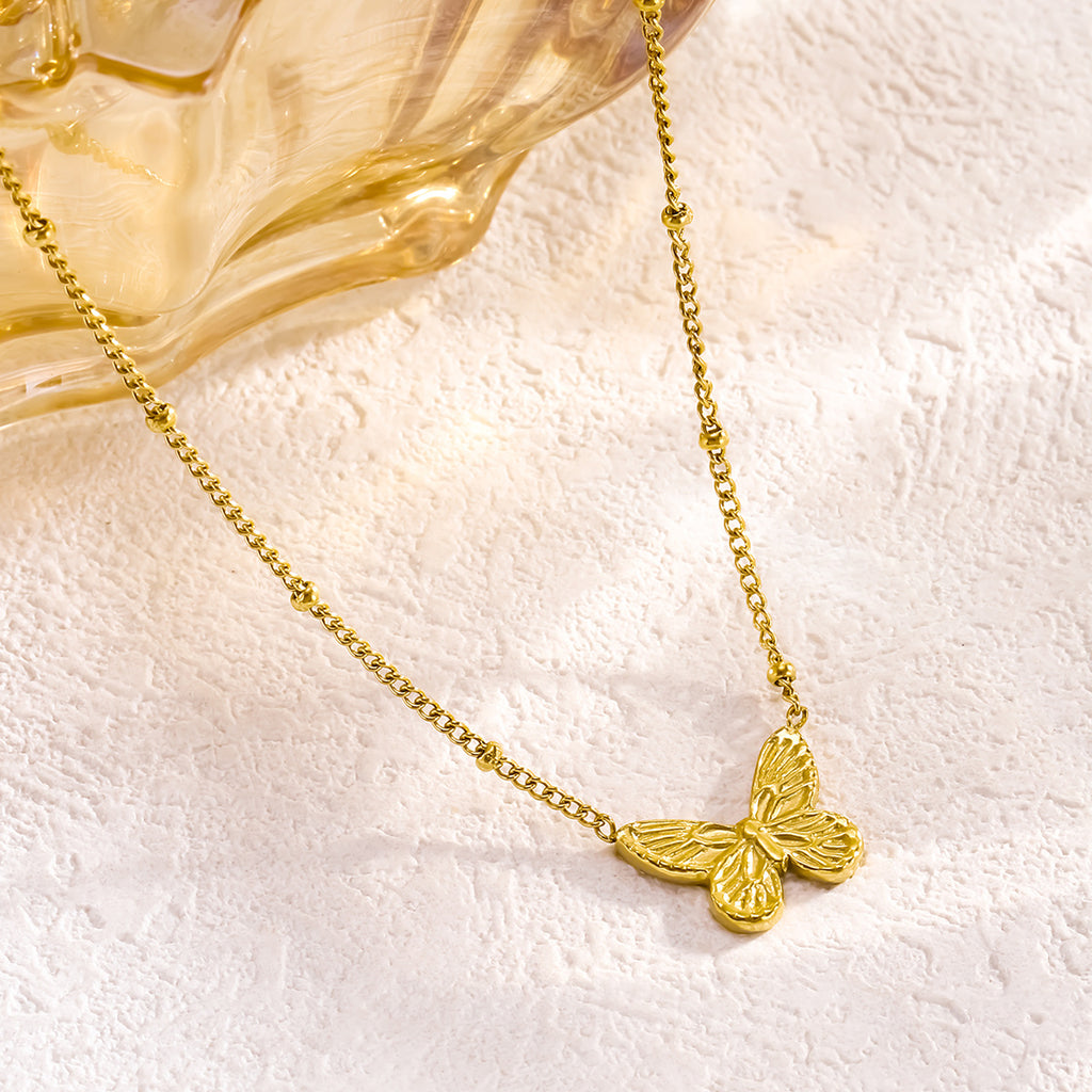 Fashion Butterfly Necklace Titanium Steel Embossed Butterfly Necklace