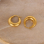Gold Titanium Steel Round Earrings