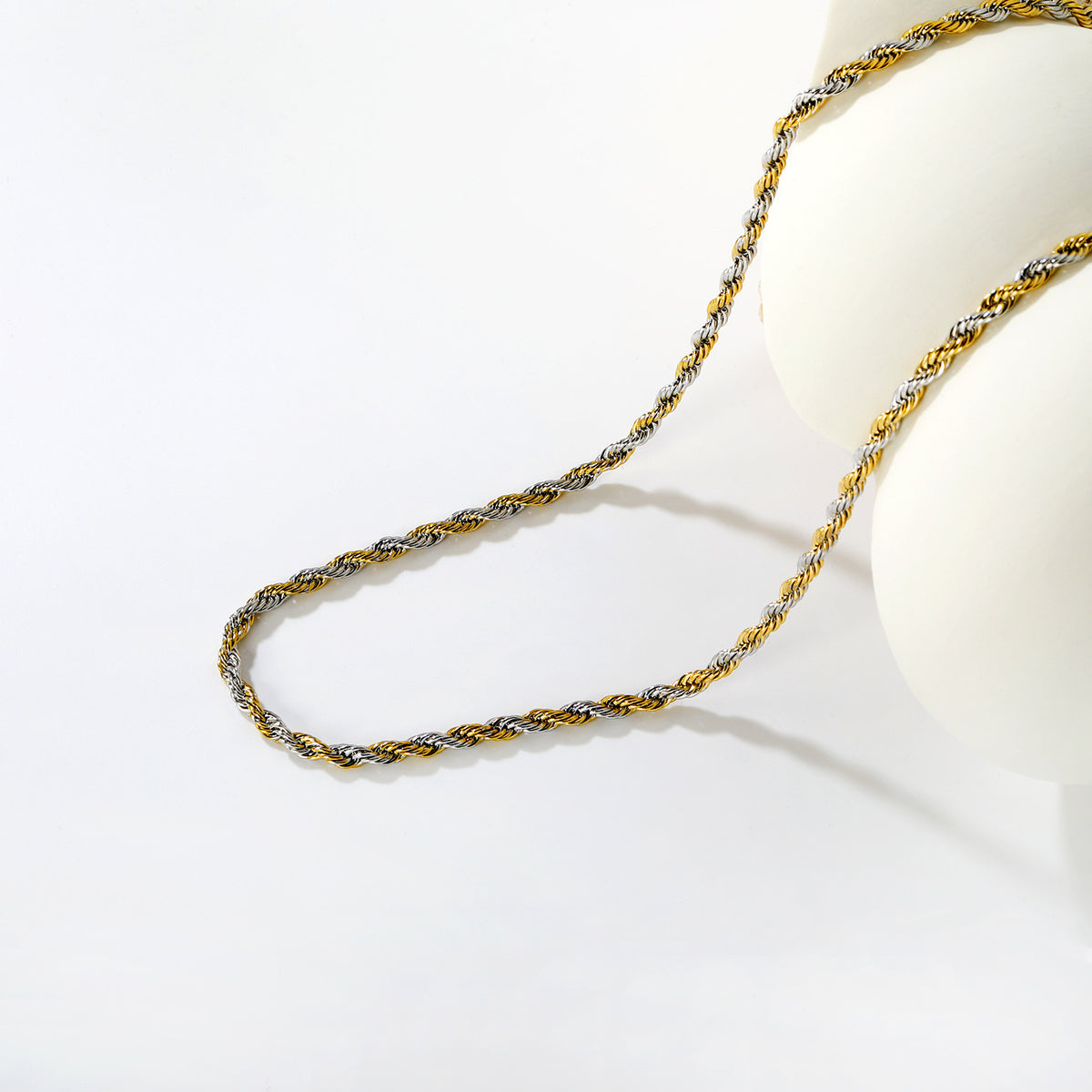 Two-tone Stainless Steel Two-tone Braided Chain Necklace