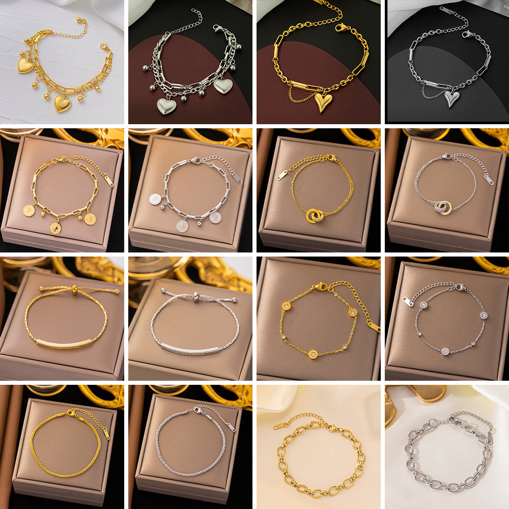 Big Heart Bracelet Gold Titanium Steel Heart Bracelet