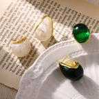 Earring #5 Irregular Resin Amber 18k Steel Earrings