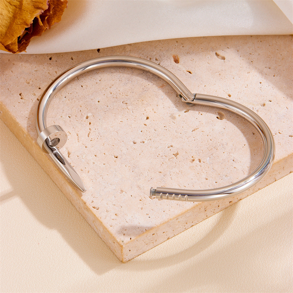 Gold Diamond-free Bracelet R404 Titanium Steel Nail Bracelet