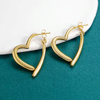 Gold European American Stainless Steel Heart Earrings Light Luxury High End Fashion Individual Niche Simple Gold Earrings