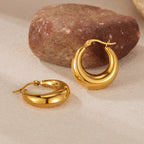 Gold Titanium Steel Round Earrings