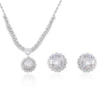 Set Titanium Steel Diamond-encrusted Round Necklace And Earring Set