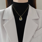 Fashion Gold And Silver Stainless Steel Double Layer Teardrop Necklace